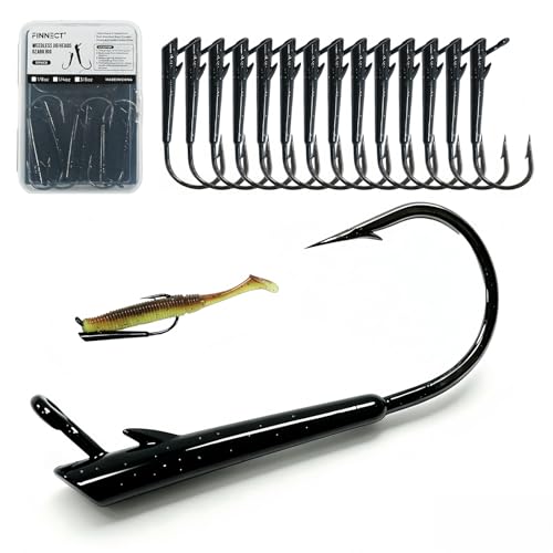 15-Pack Ozark Rig Weedless Jig Heads, 3/0 5/0 Texas Rig Hooks, Saltwater & Freshwater Fishing Hooks, 1/8oz, 1/4oz, 3/8oz Options - size: 1/8oz-15Pack