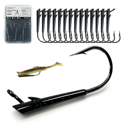 15-Pack Ozark Rig Weedless Jig Heads, 3/0 5/0 Texas Rig Hooks, Saltwater & Freshwater Fishing Hooks, 1/8oz, 1/4oz, 3/8oz Options - size: 1/8oz-15Pack