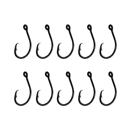 10PCS High-Carbon Steel Circle Hooks Barbed Fishing Hooks with Holes, Freshwater and Saltwater Fishing Hooks for Tuna, Catfish, Bass - size: 3/0