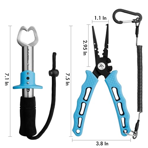 FLISSA Fishing Pliers, Fish Gripper, 2PCS Fishing Tool Kit Includes Multifunctional Fishing Pliers Hook Remover with Sheath and Stainless Steel Fish Lip Gripper, Fishing Gift - style: Plier and Gripper