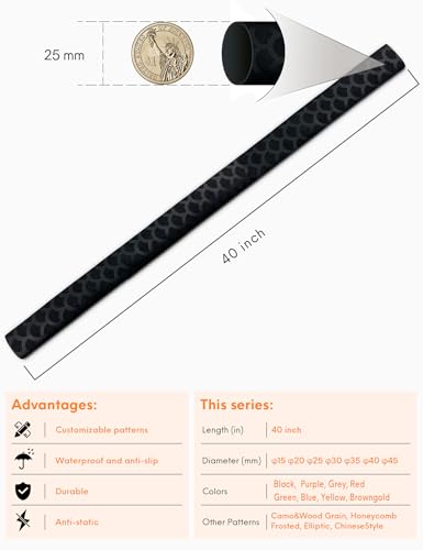 Accering Fishscale Colorful Fishing Rod Shrink Wrap (φ25mm, Black) - color: Black, size: φ25mm, L3.3ft