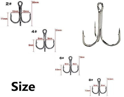 Fishing Treble Hooks Feather Dressed: 20pcs/Box Feathered Treble Hook Size 2 4 6 8 with Split Rings Replacement for Fishing Lure Spinner Spoon Crankbait Making - color: White, size: 2#
