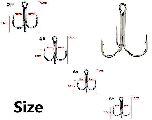 Fishing Treble Hooks Feather Dressed: 20pcs/Box Feathered Treble Hook Size 2 4 6 8 with Split Rings Replacement for Fishing Lure Spinner Spoon Crankbait Making - color: White, size: 2#