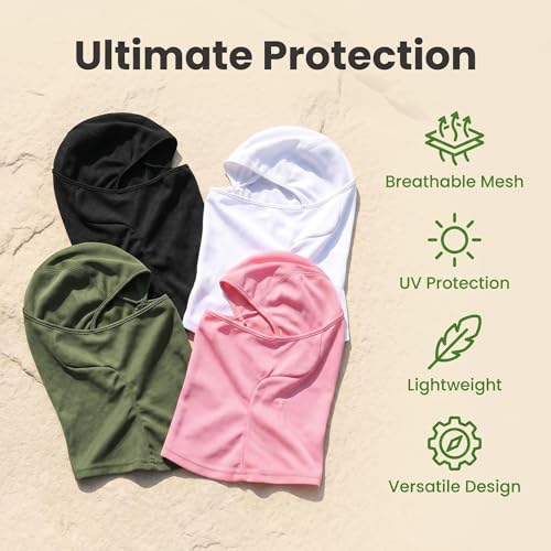4 Pieces Balaclava Mask Sun Protection Hood Face Cover Full Head Mask for Men and Women for Hunting Fishing Skiing - color: Black+white+green+pink