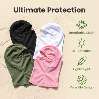 4 Pieces Balaclava Mask Sun Protection Hood Face Cover Full Head Mask for Men and Women for Hunting Fishing Skiing - color: Black+white+green+pink
