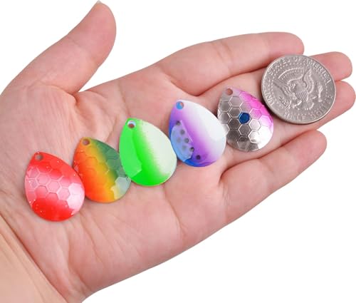 Walleye Rig Making Kit DIY Fishing Lure Spinner Making Kit Supplies Parts Crawler Harness Live Bait Rigs Colorado Blades Pompano Floats Clevis Beads Tackle Fishing - color: 45pcs Blade Spoon