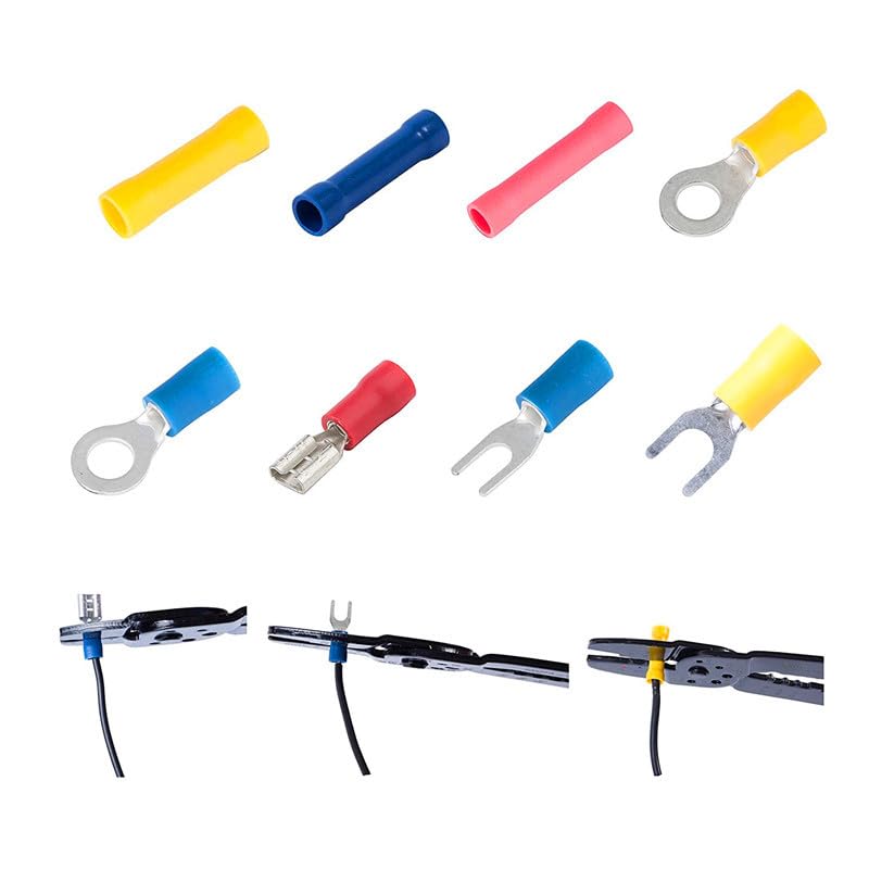 300PCS Wire Connectors, Insulated Crimp Terminals Assortment Kit - Includes Ring, Spade, Butt, Quick Disconnect, Fork for Automotive Electrical Wiring