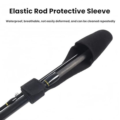 Fishing Rod Protector Sleeve, 3 Pack | High Elastic Strap, Rod Tip Cover and Sleeve, With Tie Straps - color: Red 3
