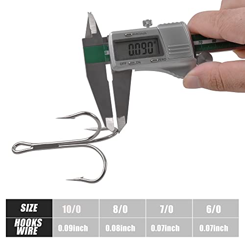 15/30pcs Classic Treble Fishing Hooks Large Size Silver Triple Barbed Fish Hook Strong Sharp Saltwater Fishing Hooks Size 4/0 6/0 7/0 8/0 9/0 10/0 - size: 7/0 - 15pcs