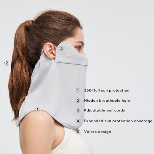 Sun UV Face Mask UPF 50+ Breathable Face Cover Scarf Cooling Neck Gaiter Outdoor Cycling Hiking SLF6M005T - color: Grey