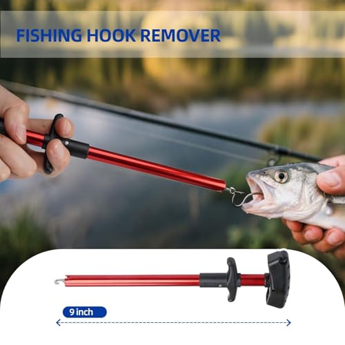 RAWILL Fishing Kit,Filleting Knife,Hook Remover,Fish Grip, Line Cutter,Fishing Scale, Pliers with Lanyards,Not Include Batteries - color: Red 1