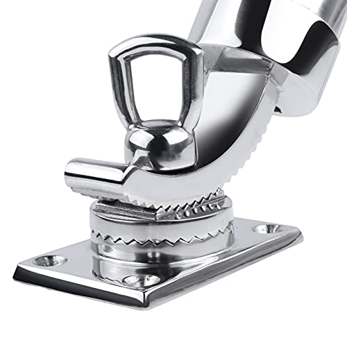 Deck Mount Fishing Rod Holder, Marine Grade Stainless Steel Adjustable Fishing Rod Holders, Support for Marine Boat Yacht - color: Silver 2 x 8201SA