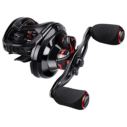 KastKing MegaJaws Elite Baitcasting Fishing Reel, New AutoMag Dual Braking System, Only 6.7oz, 17.64 LBs Carbon Fiber Drag, 11+1 Shielded BB, High Speed 5.4:1 to 9.1:1 Gear Ratios - size: Left - 7.2:1, style: Megajaws