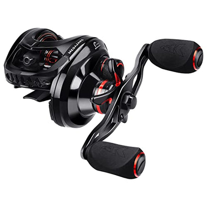 KastKing MegaJaws Elite Baitcasting Fishing Reel, New AutoMag Dual Braking System, Only 6.7oz, 17.64 LBs Carbon Fiber Drag, 11+1 Shielded BB, High Speed 5.4:1 to 9.1:1 Gear Ratios - size: Left - 7.2:1, style: Megajaws