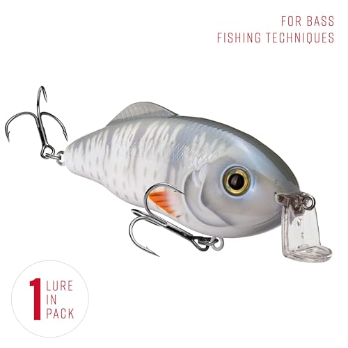 Strike King Hybrid Hunter Shallow Jr. Fishing Lure, Shallow Diving Crankbait, 90-Degree Bill, 3D Eyes, Loud Rattle, Dives 1 to 3-Feet,Size 4 & 6 Treble Hooks - color: Smooth, size: 1/2 oz