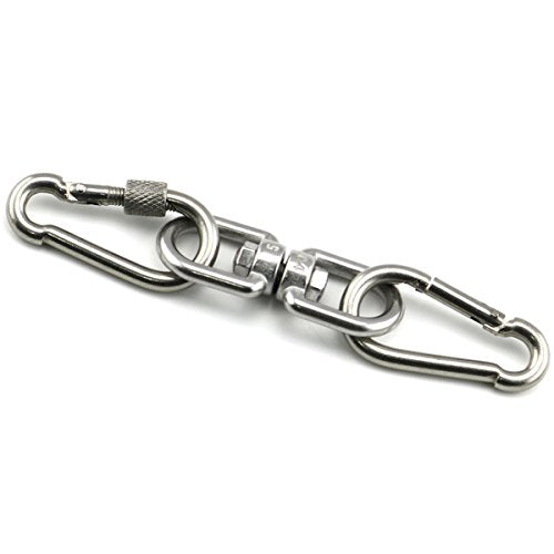 1PCS M5 Double Ended Swivel Hook 304 Stainless Steel Eye to Eye Swivel Shackle Ring Connector + 2PCS M5 Snap Hook - size: M5