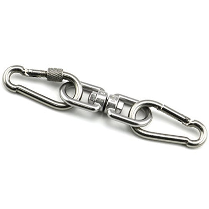 1PCS M5 Double Ended Swivel Hook 304 Stainless Steel Eye to Eye Swivel Shackle Ring Connector + 2PCS M5 Snap Hook - size: M5