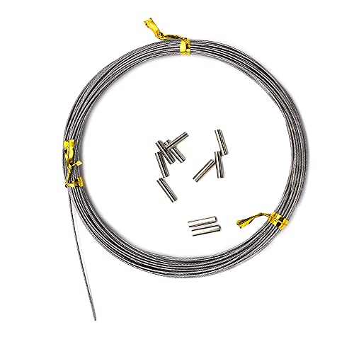 5LB-280LB 7 Strands Stainless Steel Wire Leader Nylon Coated-32.8ft Fishing Leader with 10pcs Crimp Sleeves - color: Silver, size: 40LB