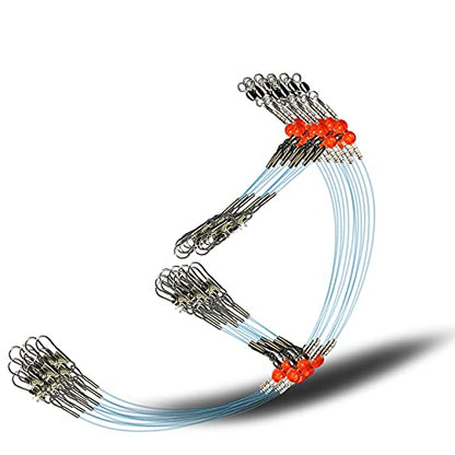 YOTO Fishing Leaders,Saltwater Tackle Rig with Swivels Snap, High-Strength Fishing Wire Gear Equipment for Lures Bait Or Hooks,1Arm and 2Arm - color: Blue Nylon Leaders, style: 2arm，12pack