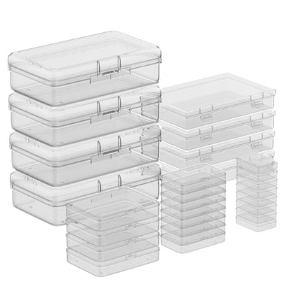 24Pack Mixed Sizes Small Plastic Storage Containers, Mini Rectangular Small Items Organizer Boxes with Hinged Lids and Labels for Craft Jewelry Beads ﻿ - style: 24PC