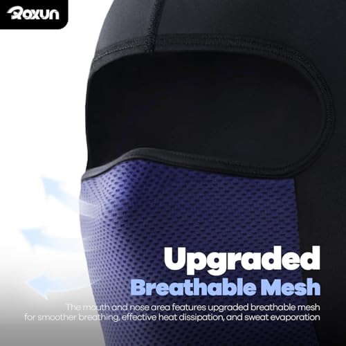 ROXUN Balaclava Moto Face Mask, Summer Cooling Ice Silk Mesh Sun Protection | Ice Silk Cooling, Breathable Mesh, UPF 50+, Helmet Friendly, Glasses Compatible, Versatile Use for Cycling Ski - color: Navy