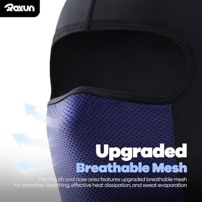 ROXUN Balaclava Moto Face Mask, Summer Cooling Ice Silk Mesh Sun Protection | Ice Silk Cooling, Breathable Mesh, UPF 50+, Helmet Friendly, Glasses Compatible, Versatile Use for Cycling Ski - color: Navy