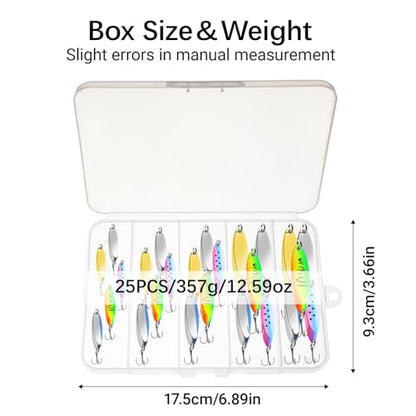 Fishing Lures Fishing Spoons, 5pcs/25pcs/30pcs/50pcs Trout Lures Bass Lures Hard Metal Spinner Baits for Salmon Bass Trout - color: 25PCS-5g/7g/10g/15g/20g