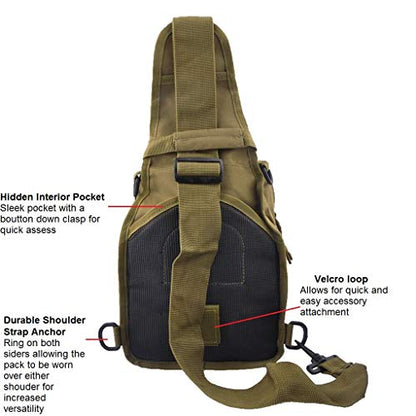 FAMI Outdoor Tactical Bag Backpack, Military Sport Bag Pack Sling Shoulder Backpack Tactical Satchel for Every Day Carry (Tan) - color: Tan