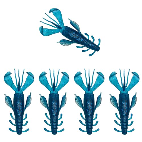 Fishing Soft Lures Shrimp Baits, Fishing Tackle Durable Flexible Bait Saltwater Freshwater Fishing Lure, 5 Pack - color: lake blue
