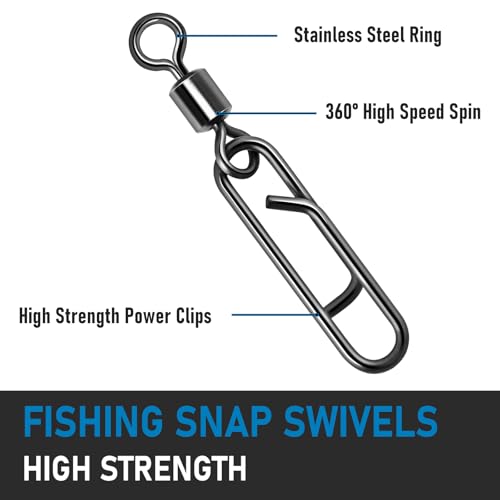 Dr.Fish Fishing Clips with Swivels, Speed Power Clips with Barrel Swivels Quick Change Lure Snap Swivels Fishing Tackle Leader Line Connector for Freshwater & Saltwater - size: #2(1.5")-95LB-20 Pack