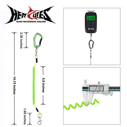 HERCULES M4 Fishing Lanyard, Fishing Pole Tether, Kayak Paddle Leash, Heavy Duty Retractable Coiled Lanyard for Fishing, Rods, Pliers, Boating, Paddles, Kayak - color: Pack of 2 Green, 5.9"
