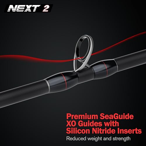 Next 2 Freshwater Bass Fishing Rod, Casting, Carbon Fiber | Fishing Pole For Jigs, Crankbaits, Swimbaits & Glide Baits, 6-40 lb, 3/16-8.3 oz, Graphite & Fiberglass, Carbon Fiber Grips - size: 7'6" H, FAST (765C)