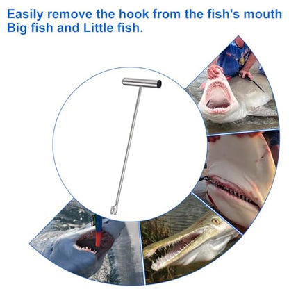2 Pack Stainless Steel Fishing Hook Remover，Push/Pull Hook Remover，Dehooker Tool,Anti-Lost Saltwater Dehooker Tool Shark Hook Remover - size: 17"