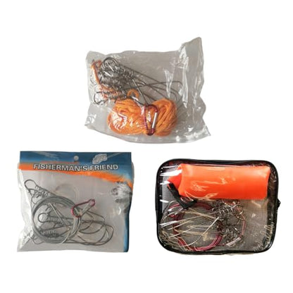 Live Fish Lock Buckle Tackle Kits Fishing Accessory Stainless Steel Chain Stringer with Float Live Fish Lures Lock Belt