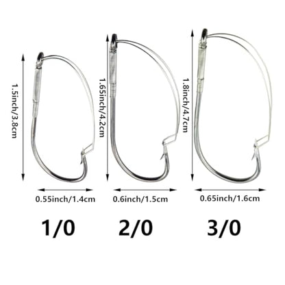 Weedless Wacky Rig Hooks, High Carbon Steel Bass Hooks Available in 3 Sizes, Weedless Hooks for Bass Fishing, Precision Wacky Worm Hooks for Neko Rig Soft Baits - size: 1/0