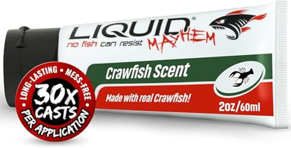 Liquid Mayhem Crawfish Fish Attractant Gel 60 ml / 2 oz · 60 Uses – Real Anchovy Bait & Aminos | UV-Enhanced Long-Lasting Gel – All Lure Types - size: 1-Pack