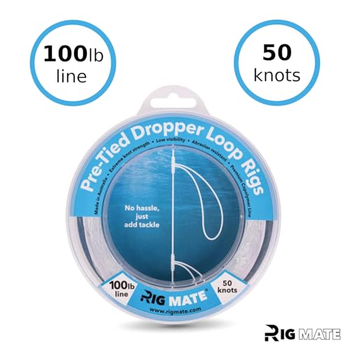 100 lb Pre-Tied Dropper Loop Rigs. Fishing Line Spool. Loops 18 Inches Apart with 5.5 Inch Loop Size. Perfect for Saltwater & Freshwater Fishing. Perfect for Snapper & Other Bottom Feeding Fish.