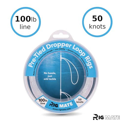 100 lb Pre-Tied Dropper Loop Rigs. Fishing Line Spool. Loops 18 Inches Apart with 5.5 Inch Loop Size. Perfect for Saltwater & Freshwater Fishing. Perfect for Snapper & Other Bottom Feeding Fish.