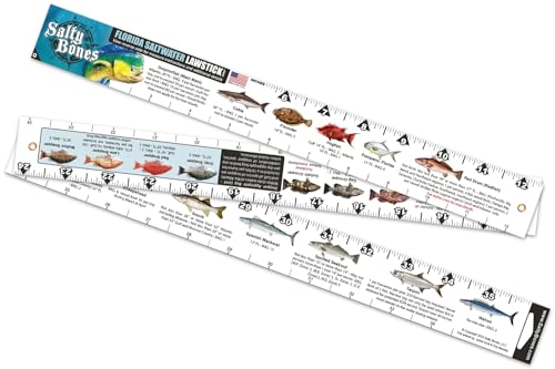 Salty Bones Florida Saltwater Lawstick - Double-Sided 36" Folding Fishing Ruler with Florida's Atlantic and Gulf Guidelines - Made in the USA - Updated for 2026