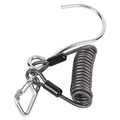 Scuba Diving Reef Hook, Coil Lanyard Gear Hanger Stainless Steel Spring Clips Anti Lost Safety Coiled Rope with Quick Release Buckle Tools Accessory for Underwater Cameras Dive Lights Fishing