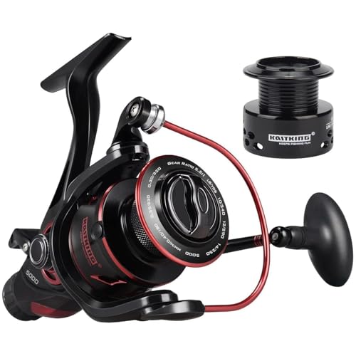 KastKing Sharky Baitfeeder III Spinning Reel 10+1 Shielded Stainless Steel BB - Carbon Fiber Drag for Live Liner Bait Fishing Action - style: 5000