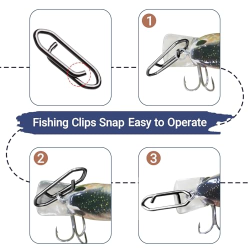 Atibin Saltwater Freshwater Snap Swivels Stainless Heavy Steel Fishing Clips Swivel Barrel Clip Fishing Snaps Rolling Speed Change Black Nickel - size: Size 4+M (59lb) 50 pcs