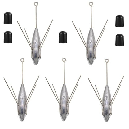 5 Pcs Sputnik Sinker Fishing Weights Lead Surfing Casting Spider Sinkers Long Tail Fishing Equipment for Catfish Saltwater Beach Sand Ocean - size: 5oz - 5pcs