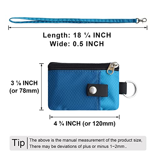 CHENSPRX Minimalist RFID Blocking Small Wallet with ID Window,WaterResistant Zip Id Case Wallet with Lanyard Keychain for Cards,Cash,Travel,Women,Men - color: ElectricBlue+SkyBlue