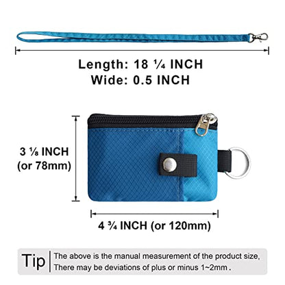 CHENSPRX Minimalist RFID Blocking Small Wallet with ID Window,WaterResistant Zip Id Case Wallet with Lanyard Keychain for Cards,Cash,Travel,Women,Men - color: ElectricBlue+SkyBlue