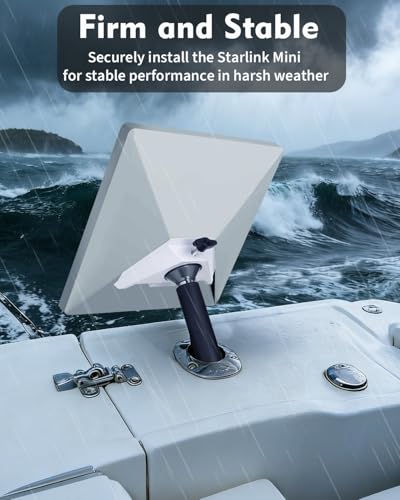 Starlink Mini Rod Holder Mount, Marine-Grade 316 Stainless Steel Boat Mount with Pipe Adapter for Starlink Mini Antenna – Perfect for Boats, Yachts, Sailboats, Trawlers & RVs