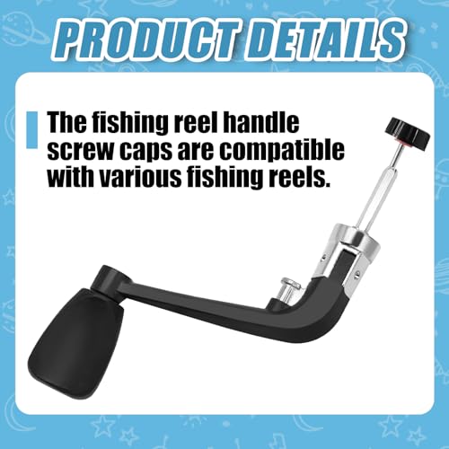6 PCS Universal Fishing Reel Handle Screw Caps Black | Replacement Parts, For Spinning Reel Handles, Screws Nuts Caps