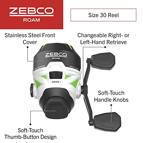 Zebco Roam Telescopic Fishing Rod and Spinning or Spincast Fishing Reel Combo, Durable 6-Foot Fiberglass Rod with ComfortGrip Handle, Pre-spooled with Zebco Cajun Fishing Line - style: Spincast Reel - Green