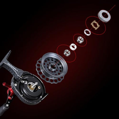 Fishing Reel Ice Fishing Trolling Fishing Reel Left Hand/Right Hand Metal High-Stem Raft Reel Carbon Texture