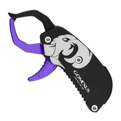 GOMEXUS Fish Lip Gripper, Portable Lightweight Fish Gripper, Aluminium Fish Grabber Tool, Lip Grippers Fishing, Mini Fishing Gripper with Lanyard - color: Purple